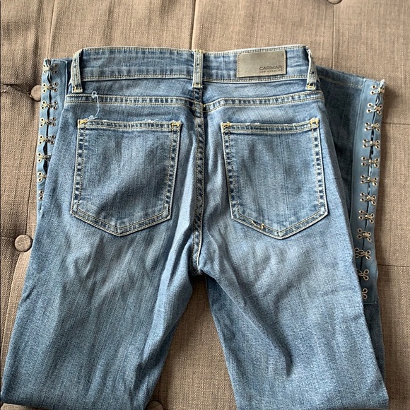 Blue Skinny CARMAR Jeans w/bottom hooks - Picture 3 of 3